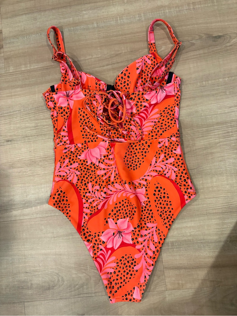 Vibrant Pink & Orange Floral One-Piece Swimsuit - Picture 2 of 2
